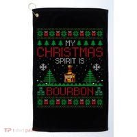 My Christmas Spirit Is Bourbon Bourbon Ugly Christmas Gift Golf Towel thumb 0
