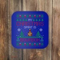 My Christmas Spirit Is Bourbon Bourbon Ugly Christmas Gift Coaster thumb 0