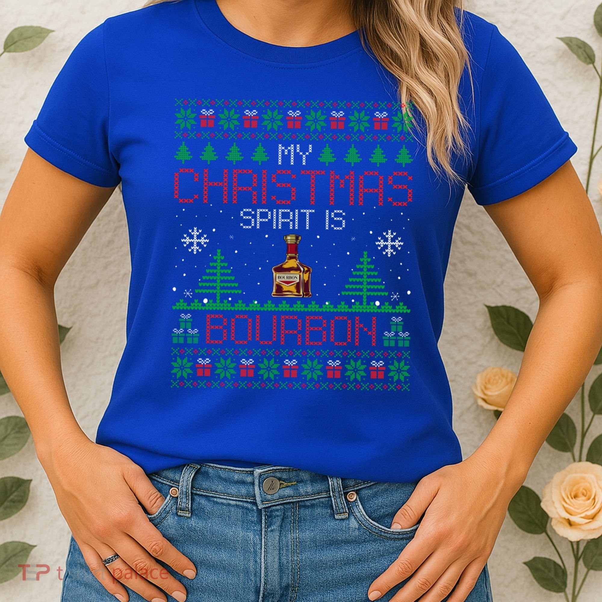 My Christmas Spirit Is Bourbon Bourbon Ugly Christmas Gift Women's T-Shirt