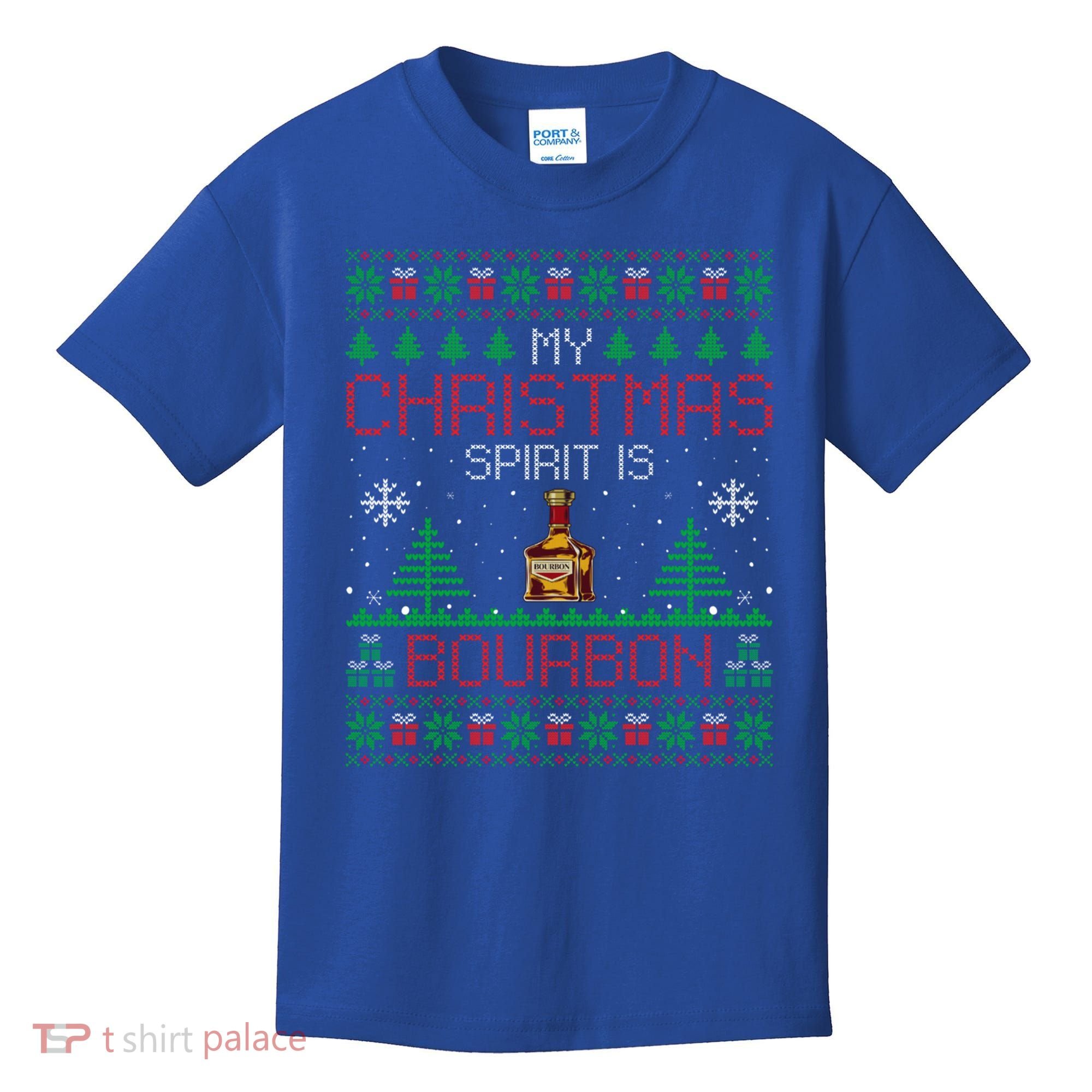 My Christmas Spirit Is Bourbon Bourbon Ugly Christmas Gift Kids T-Shirt