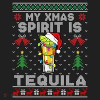 My Christmas Spirit Is Tequila Mexican Ugly Christmas Gift Beanie thumb 2