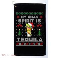 My Christmas Spirit Is Tequila Mexican Ugly Christmas Gift Golf Towel thumb 0
