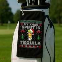 My Christmas Spirit Is Tequila Mexican Ugly Christmas Gift Golf Towel thumb 2