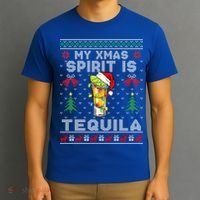 My Christmas Spirit Is Tequila Mexican Ugly Christmas Gift T-Shirt thumb 3