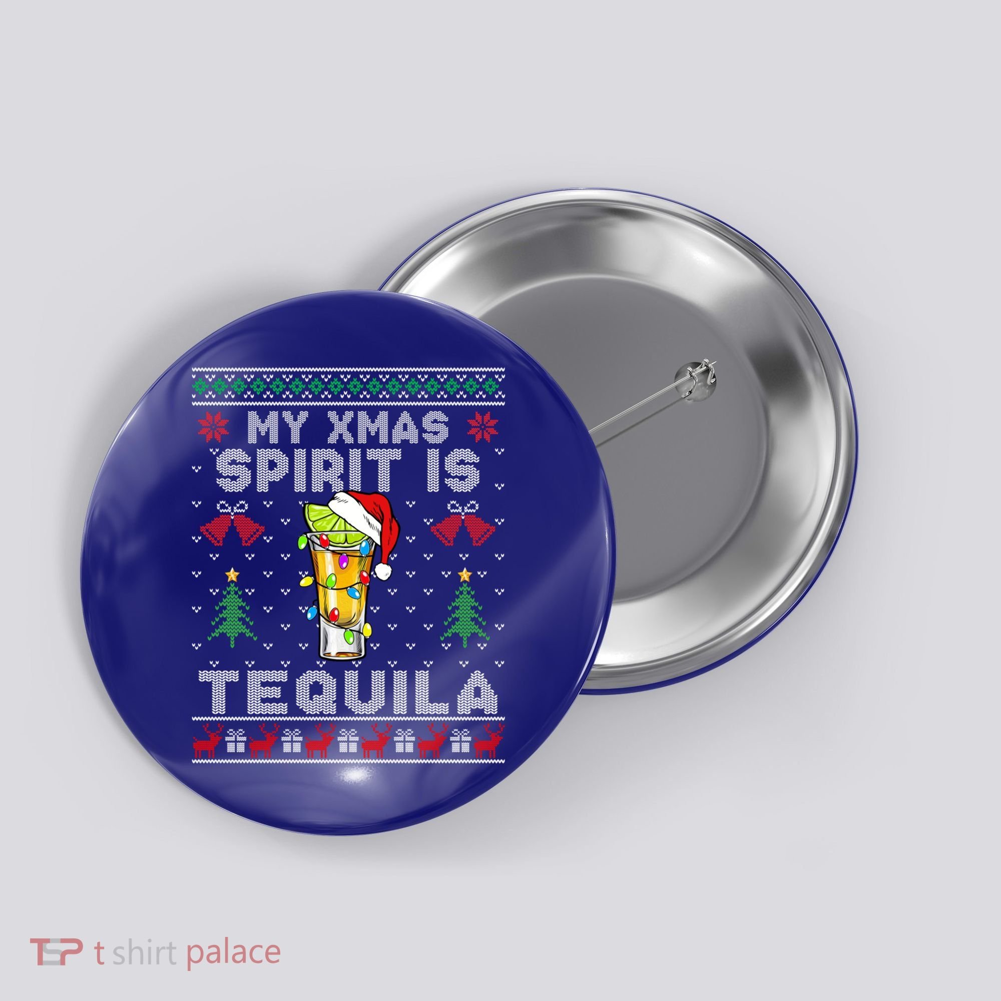 My Christmas Spirit Is Tequila Mexican Ugly Christmas Gift Button