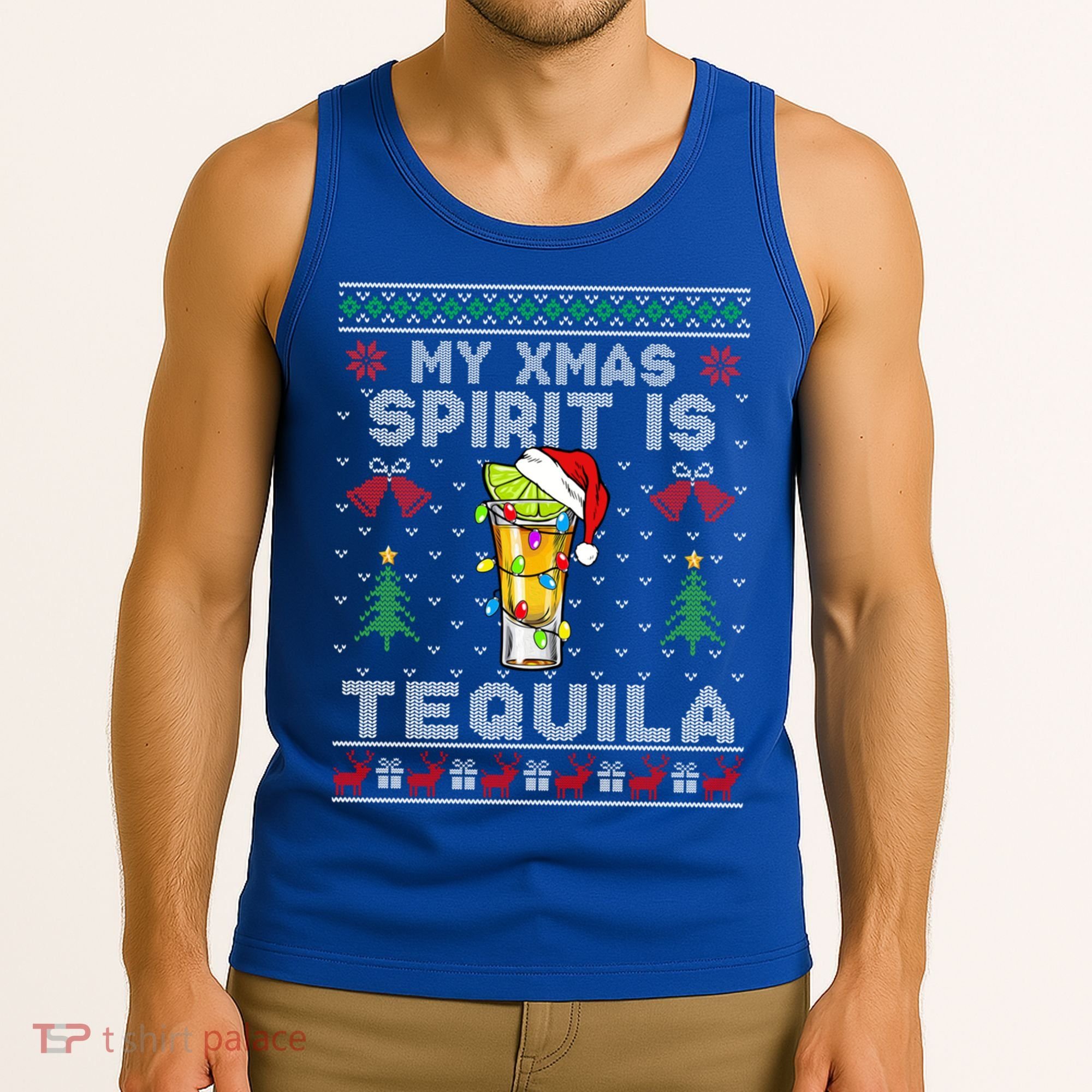 My Christmas Spirit Is Tequila Mexican Ugly Christmas Gift Tank Top