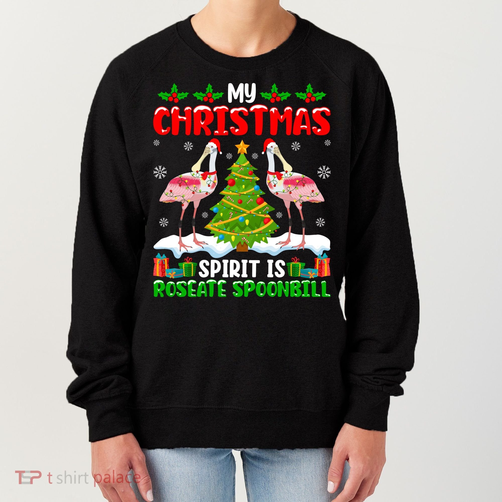 My Christmas Spirit Is Roseate Spoonbill Wearing Santa Hat Gift Women's Sweatshirt