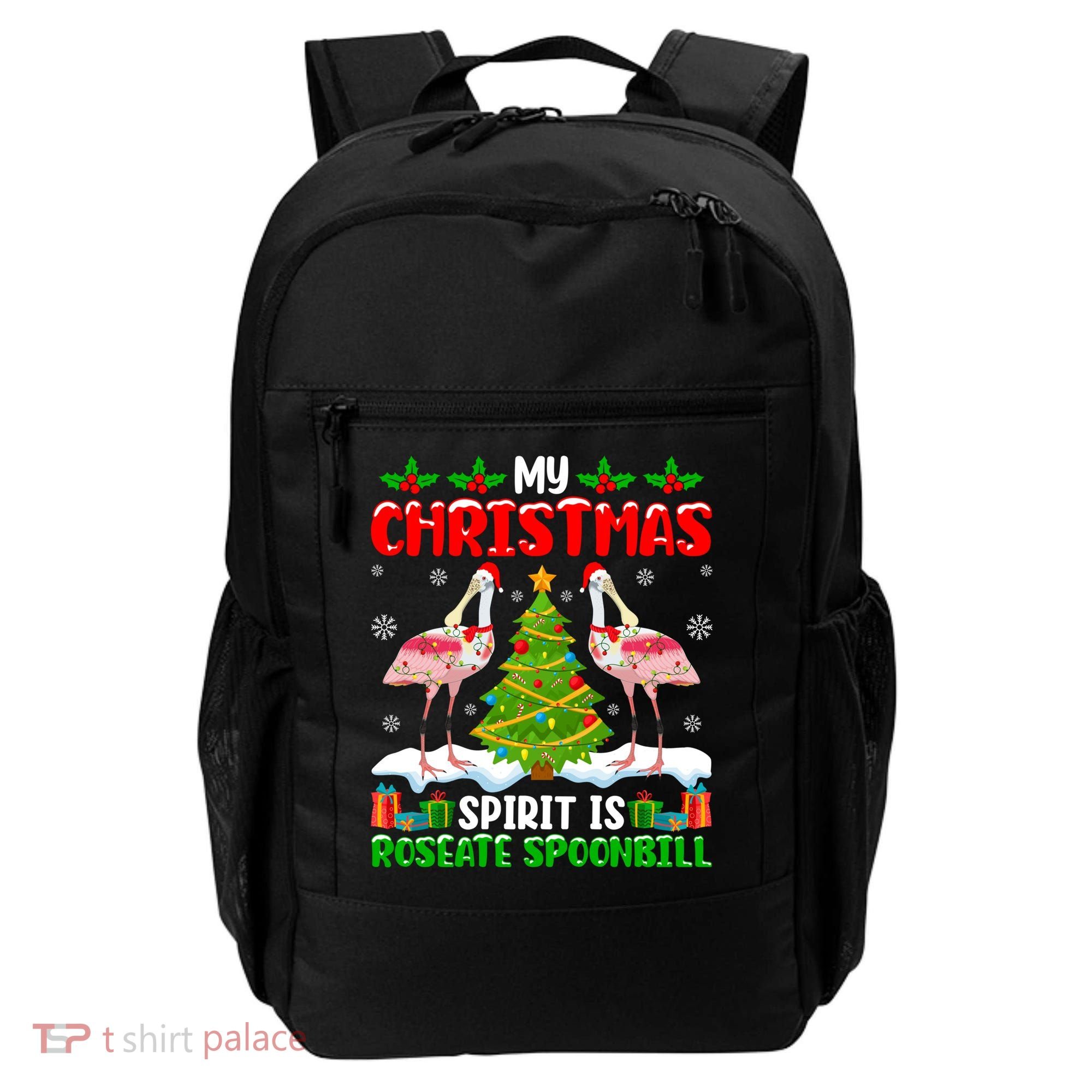 My Christmas Spirit Is Roseate Spoonbill Wearing Santa Hat Gift Backpack