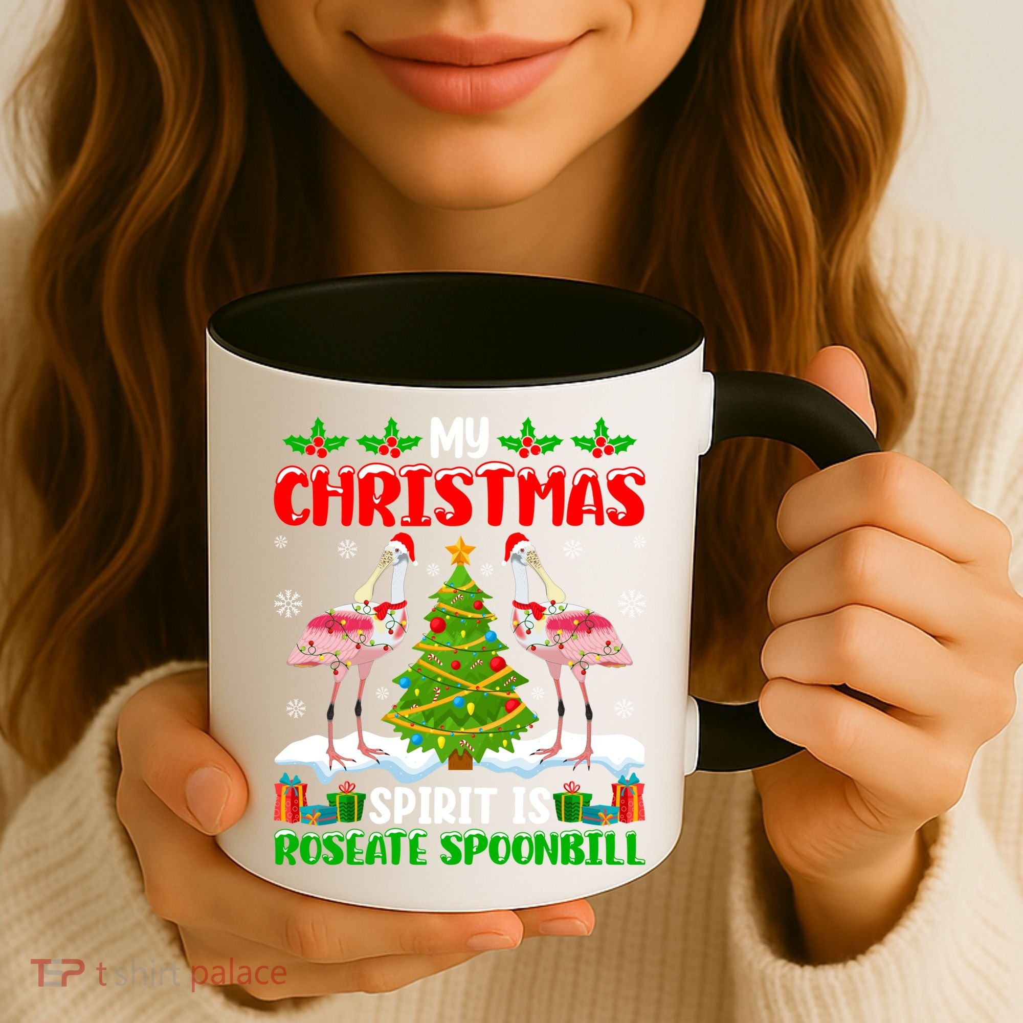 My Christmas Spirit Is Roseate Spoonbill Wearing Santa Hat Gift Coffee Mug