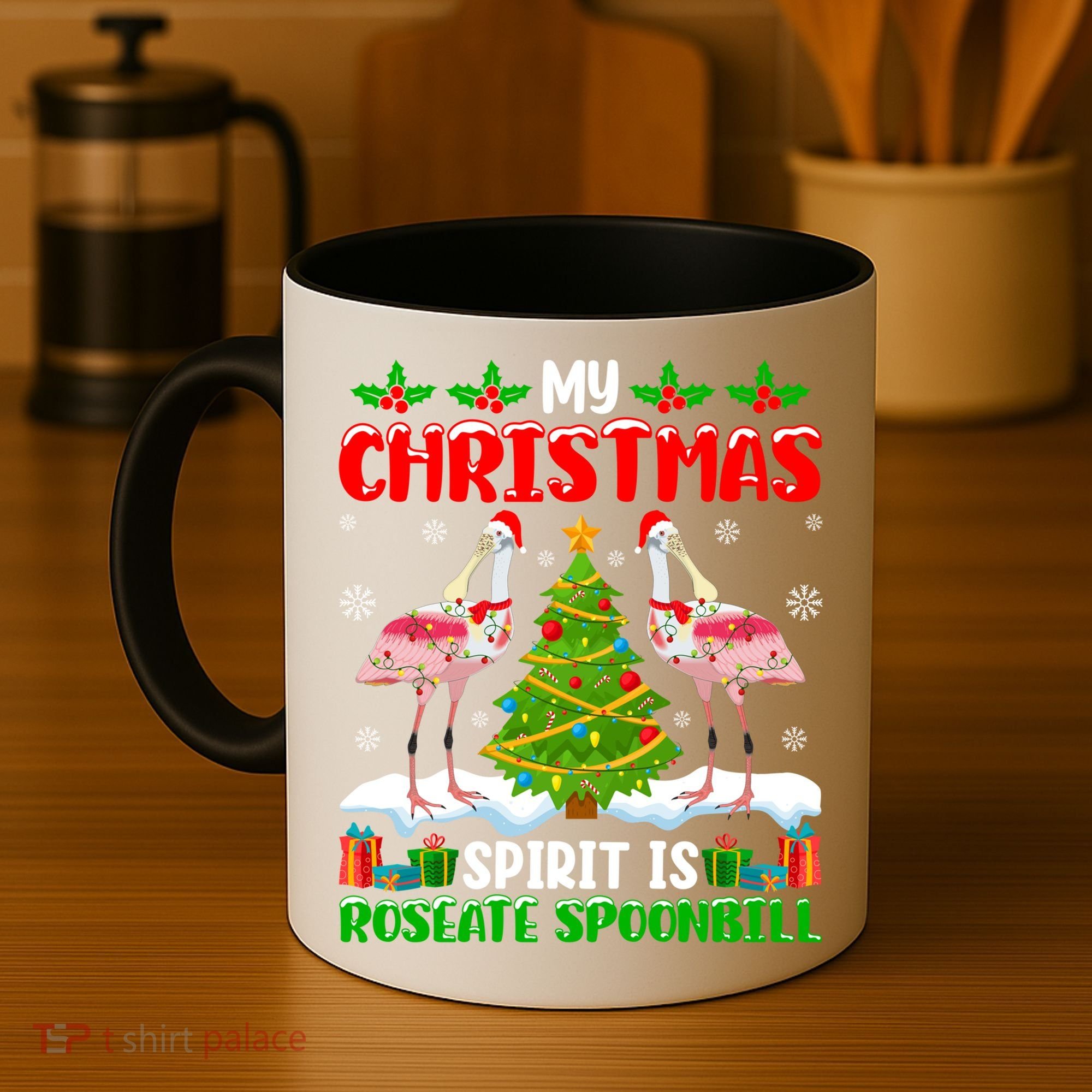 My Christmas Spirit Is Roseate Spoonbill Wearing Santa Hat Gift Coffee Mug