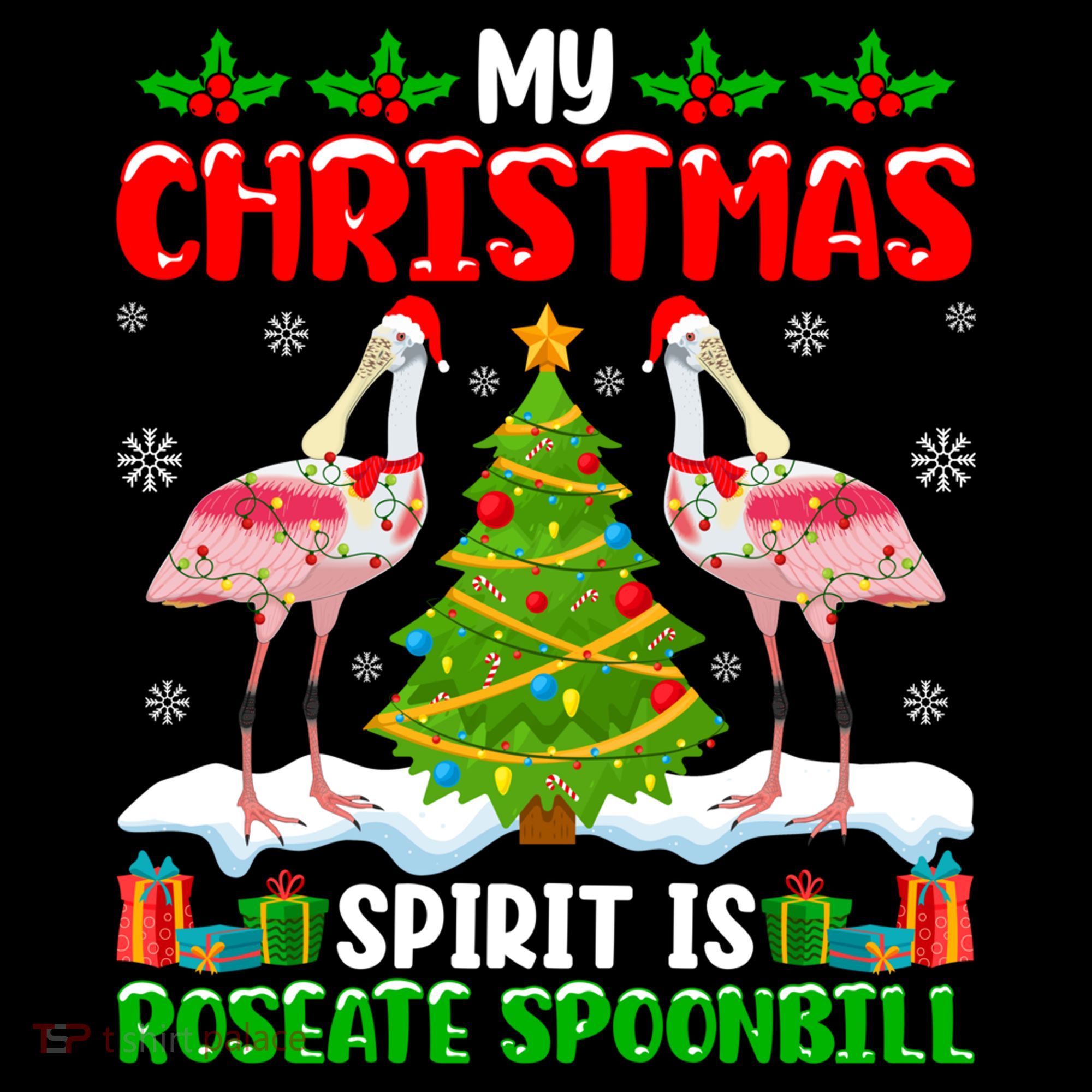 My Christmas Spirit Is Roseate Spoonbill Wearing Santa Hat Gift Women's Hoodie