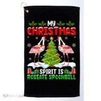 My Christmas Spirit Is Roseate Spoonbill Wearing Santa Hat Gift Golf Towel thumb 0