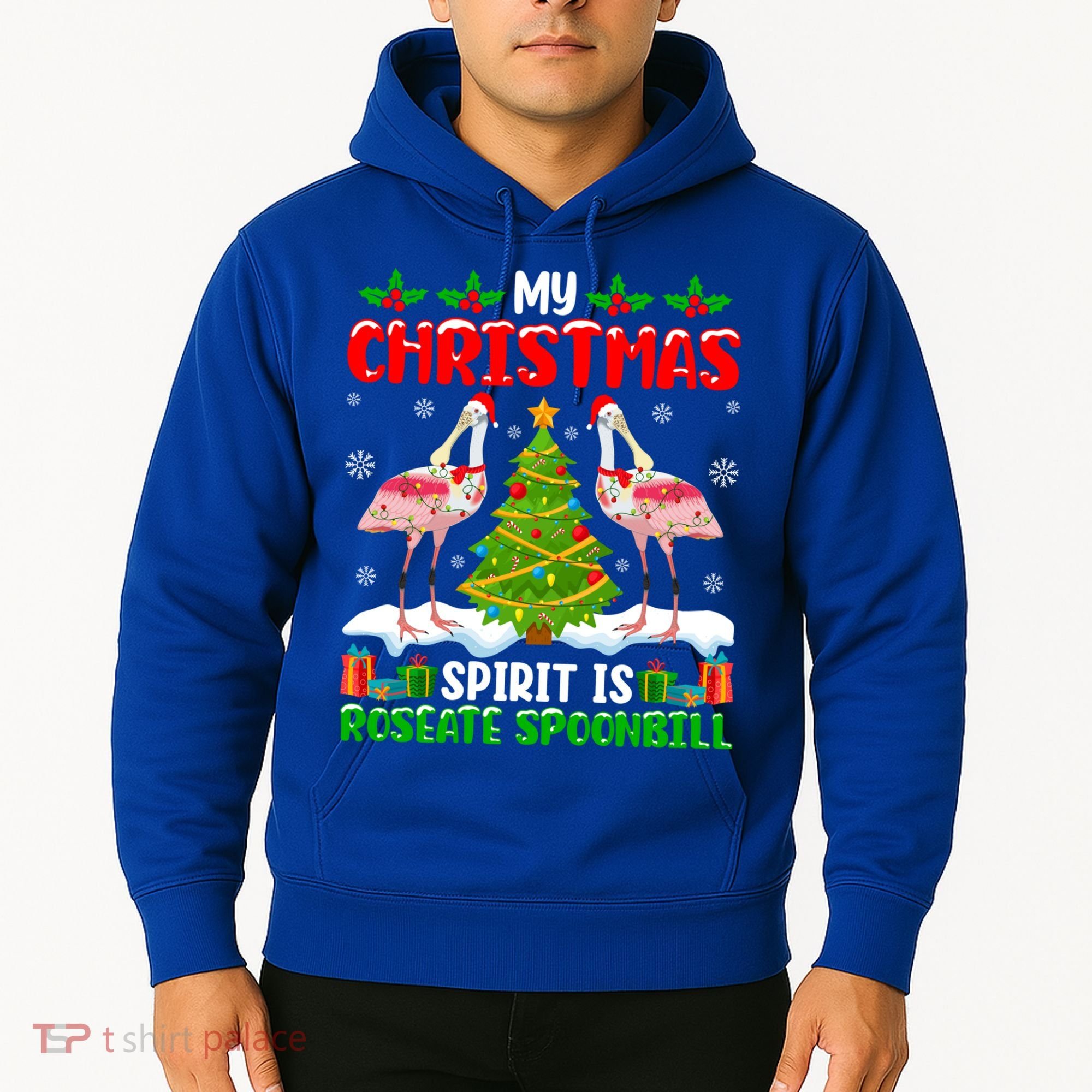 My Christmas Spirit Is Roseate Spoonbill Wearing Santa Hat Gift Hoodie