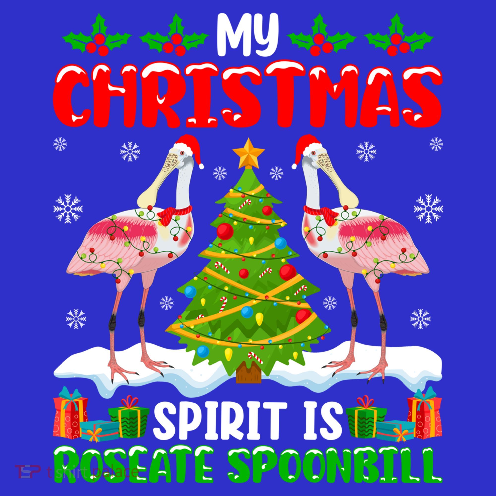 My Christmas Spirit Is Roseate Spoonbill Wearing Santa Hat Gift Long Sleeve Shirt