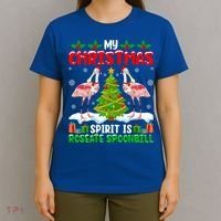 My Christmas Spirit Is Roseate Spoonbill Wearing Santa Hat Gift T-Shirt thumb 4