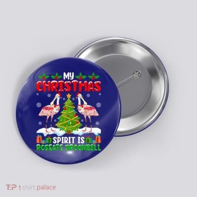 My Christmas Spirit Is Roseate Spoonbill Wearing Santa Hat Gift Button