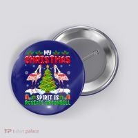My Christmas Spirit Is Roseate Spoonbill Wearing Santa Hat Gift Button thumb 0
