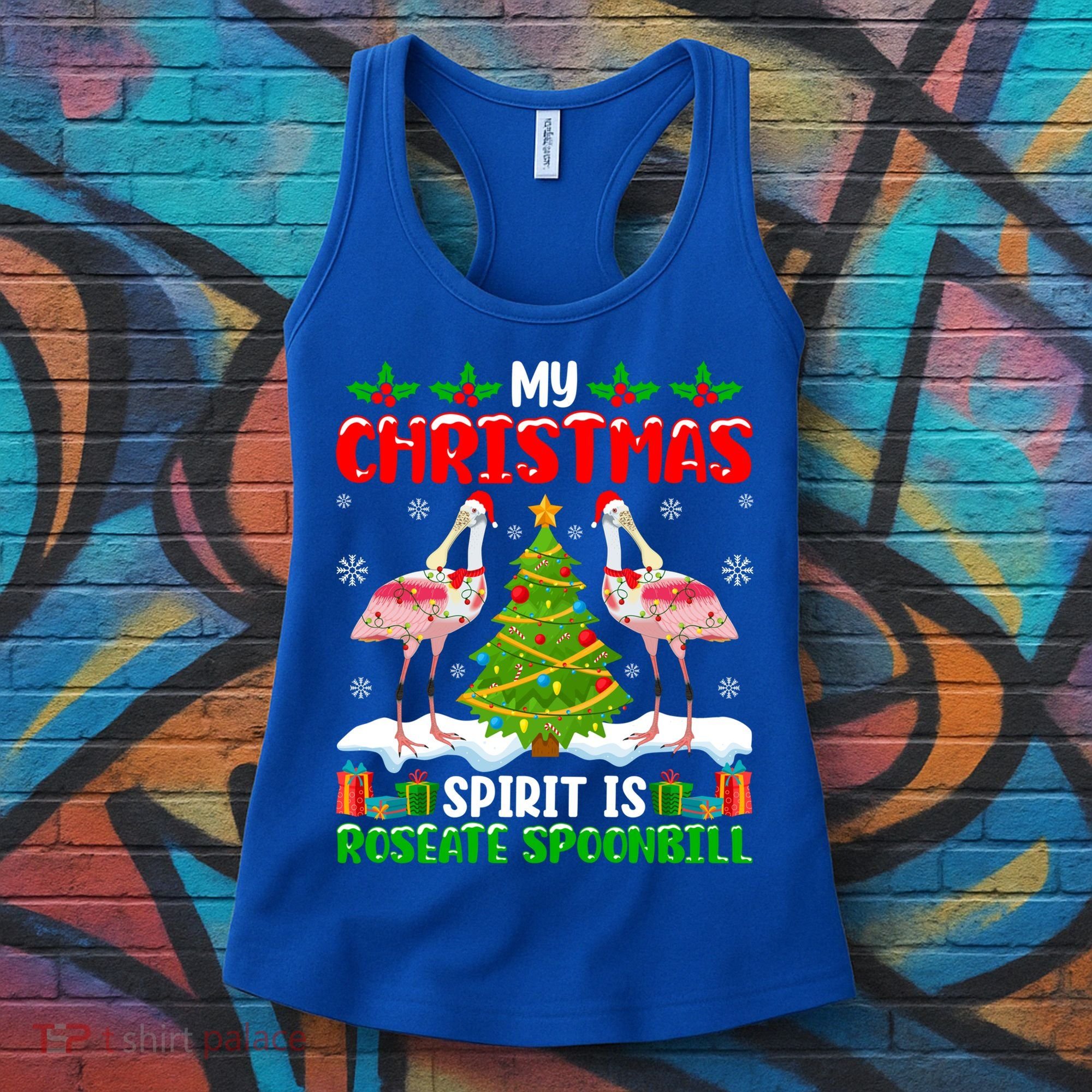 My Christmas Spirit Is Roseate Spoonbill Wearing Santa Hat Gift Women's Tank Top