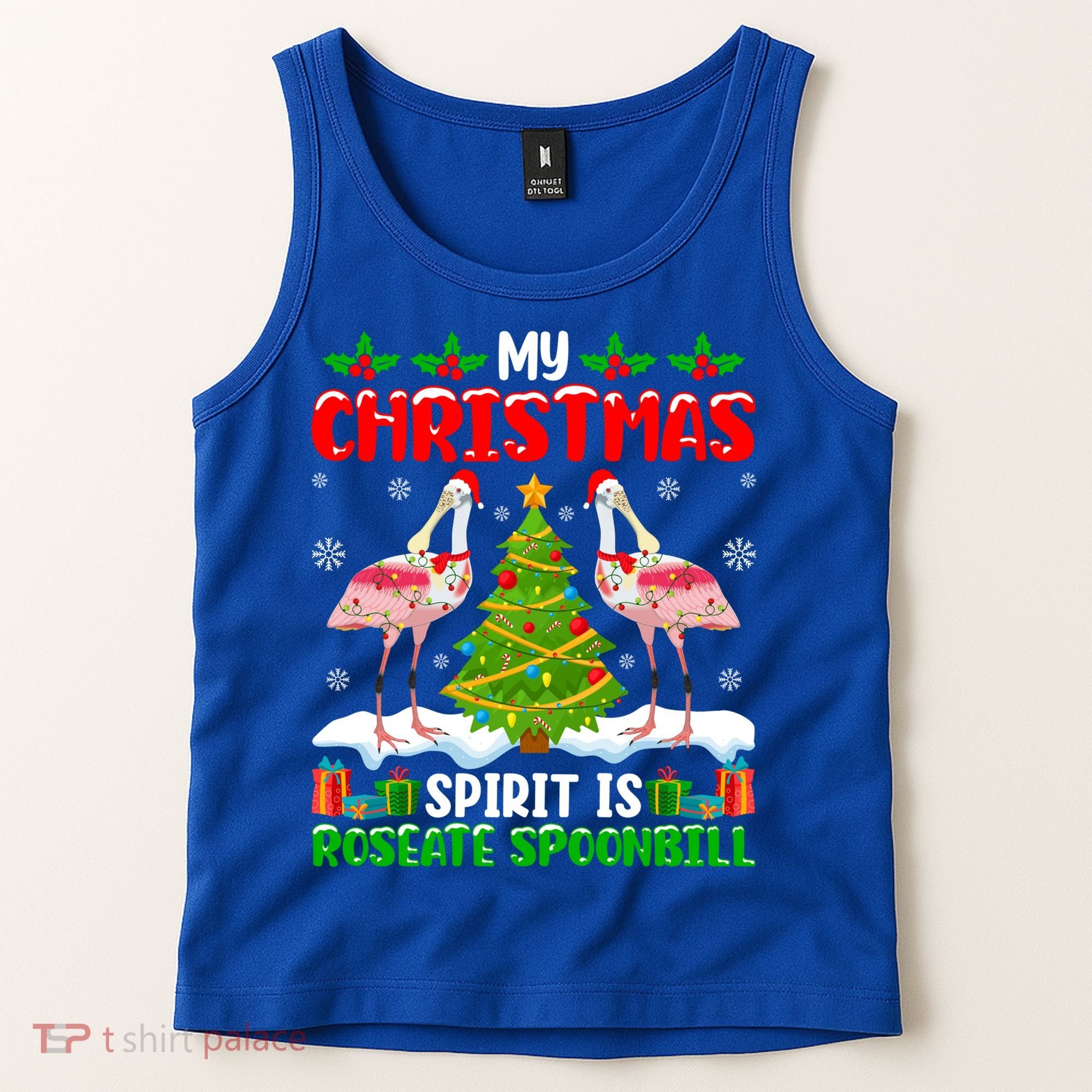 My Christmas Spirit Is Roseate Spoonbill Wearing Santa Hat Gift Tank Top