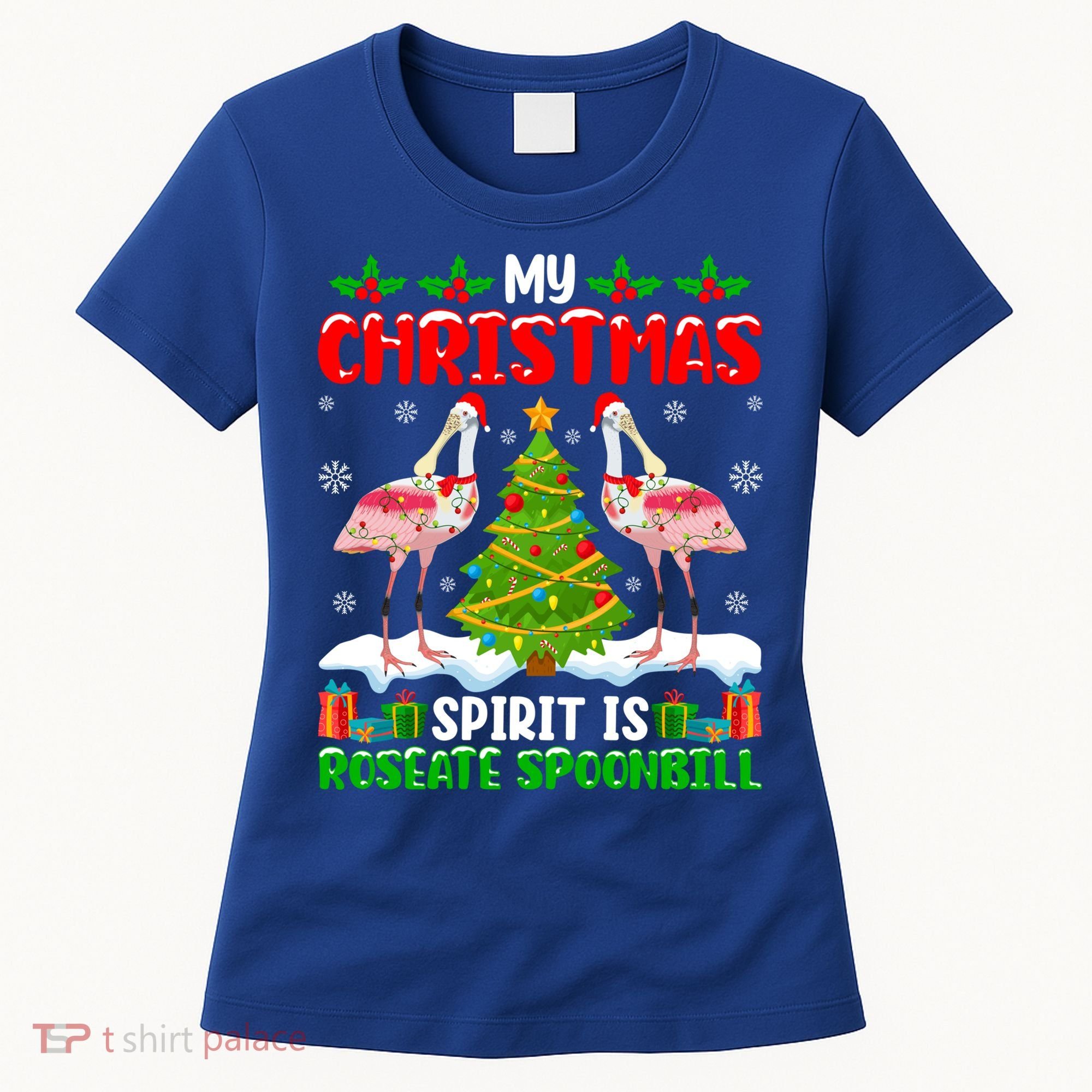 My Christmas Spirit Is Roseate Spoonbill Wearing Santa Hat Gift Women's T-Shirt
