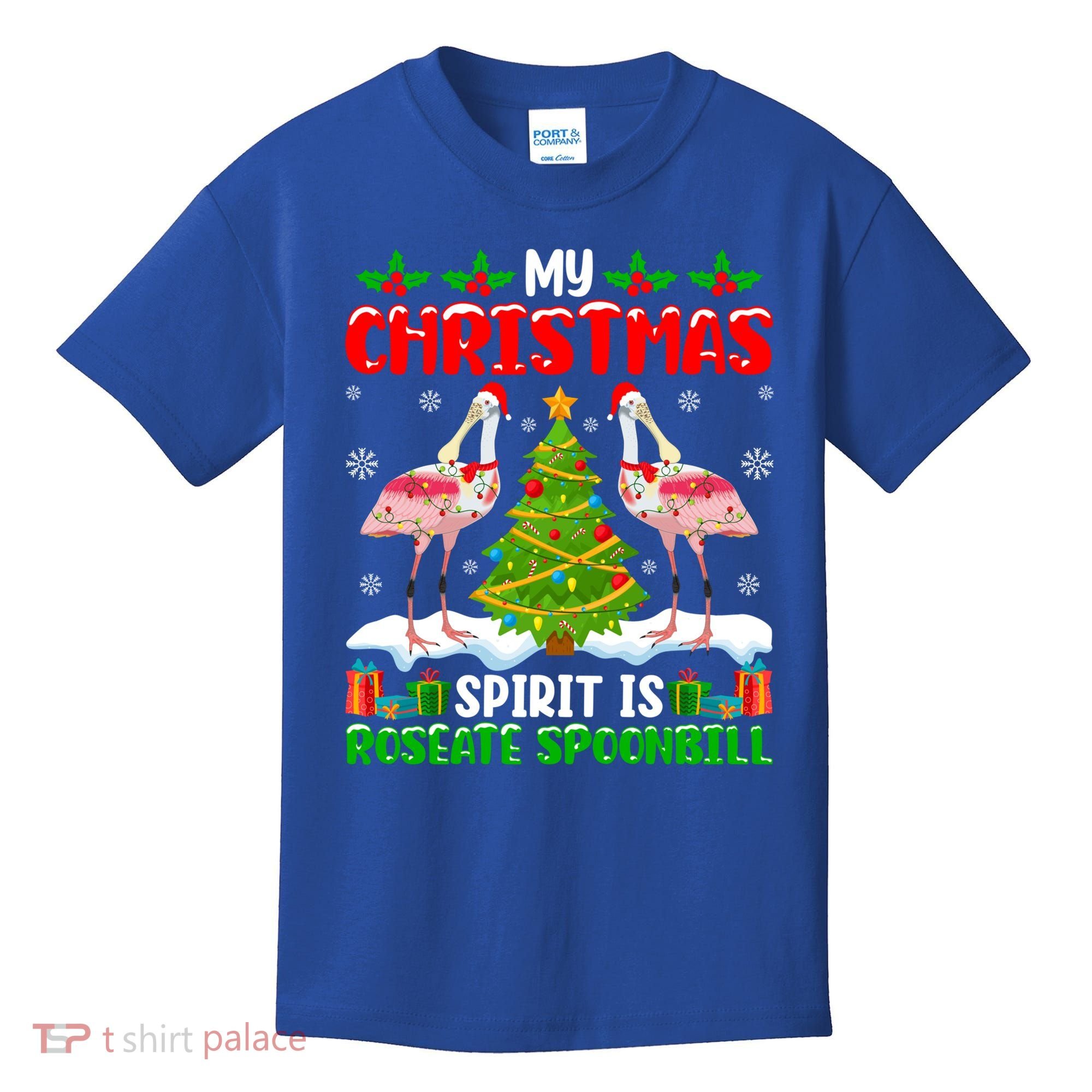 My Christmas Spirit Is Roseate Spoonbill Wearing Santa Hat Gift Kids T-Shirt