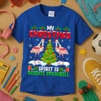 My Christmas Spirit Is Roseate Spoonbill Wearing Santa Hat Gift Kids T-Shirt thumb 3