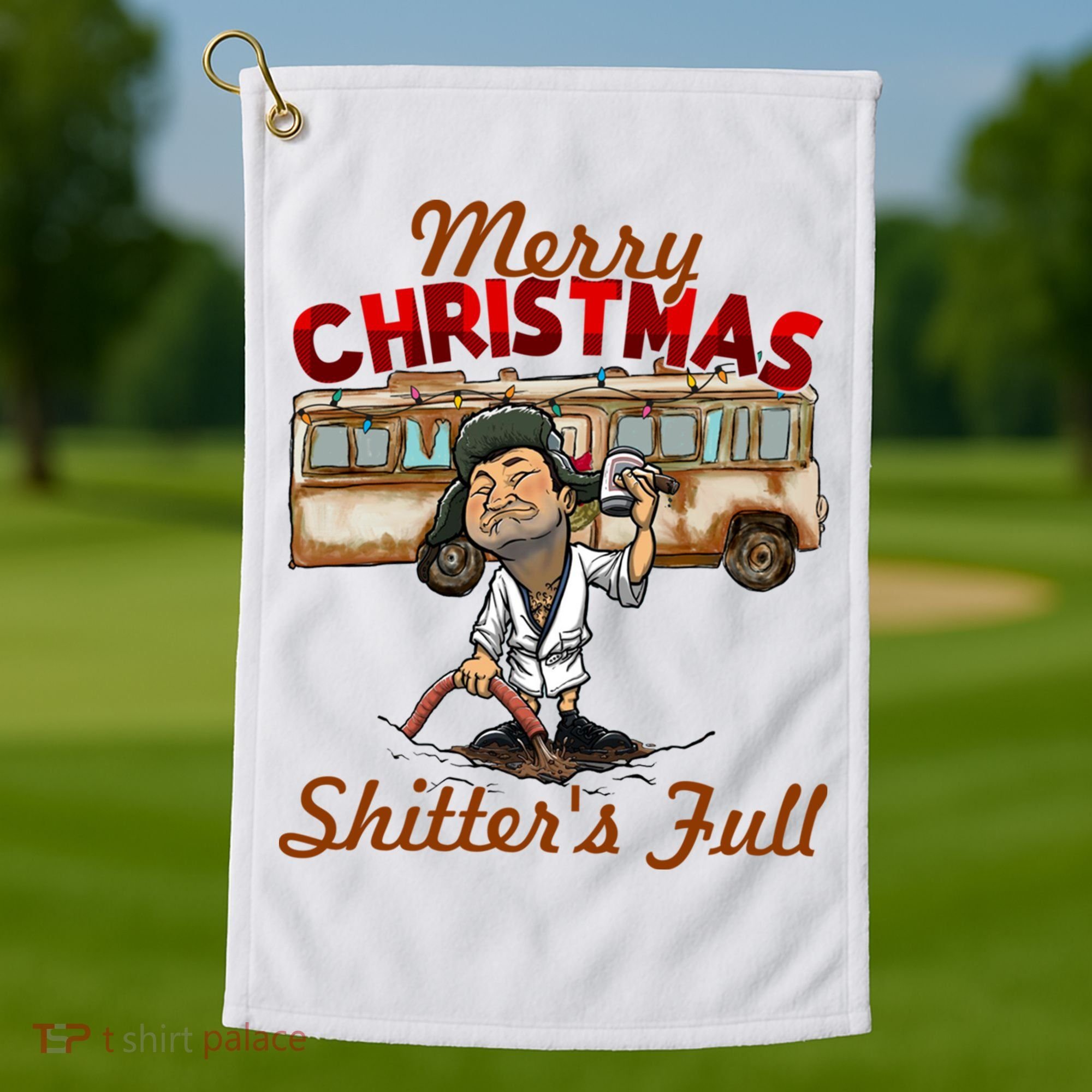 Merry Christmas Shitters Full Ugly Golf Towel