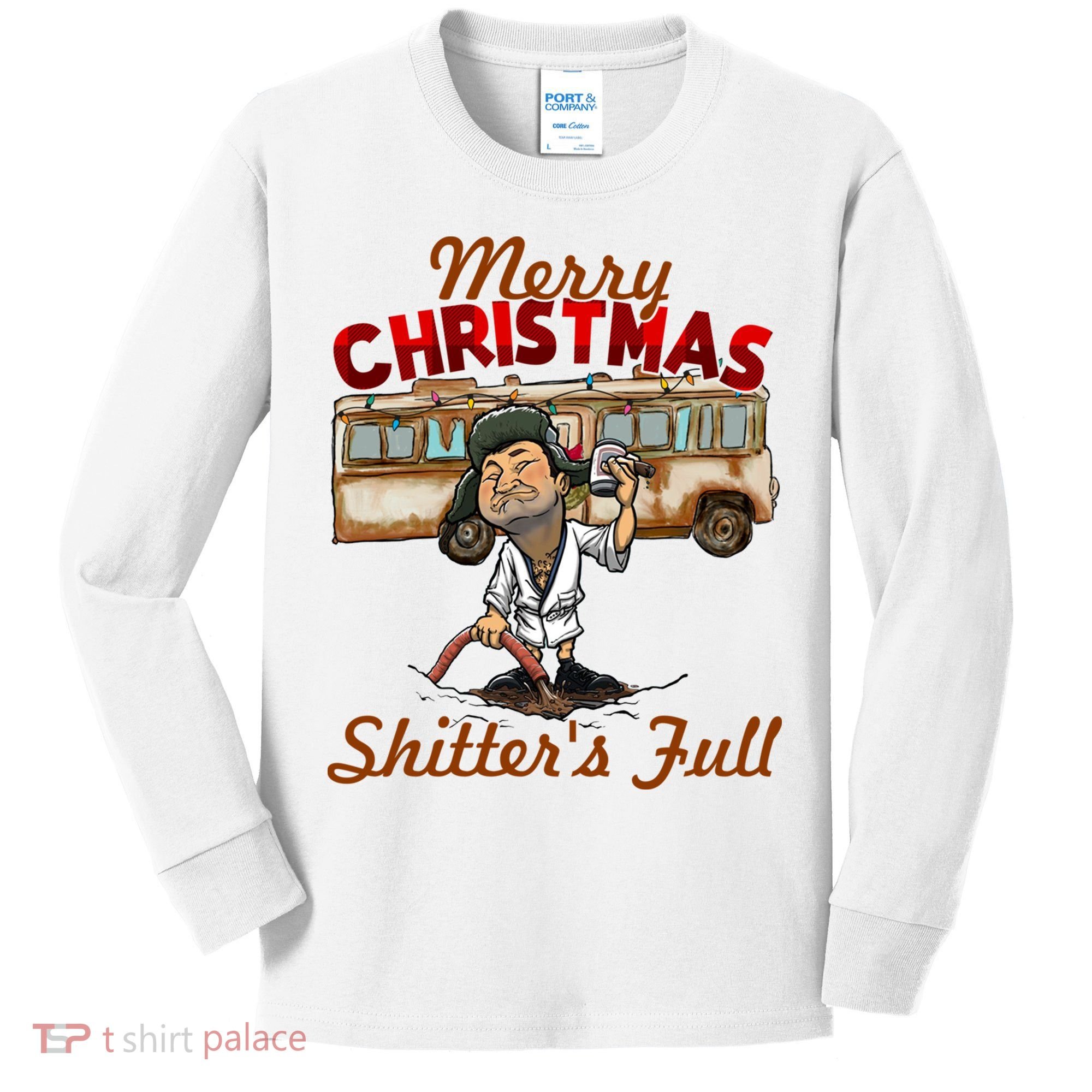 Merry Christmas Shitters Full Ugly Kids Long Sleeve Shirt