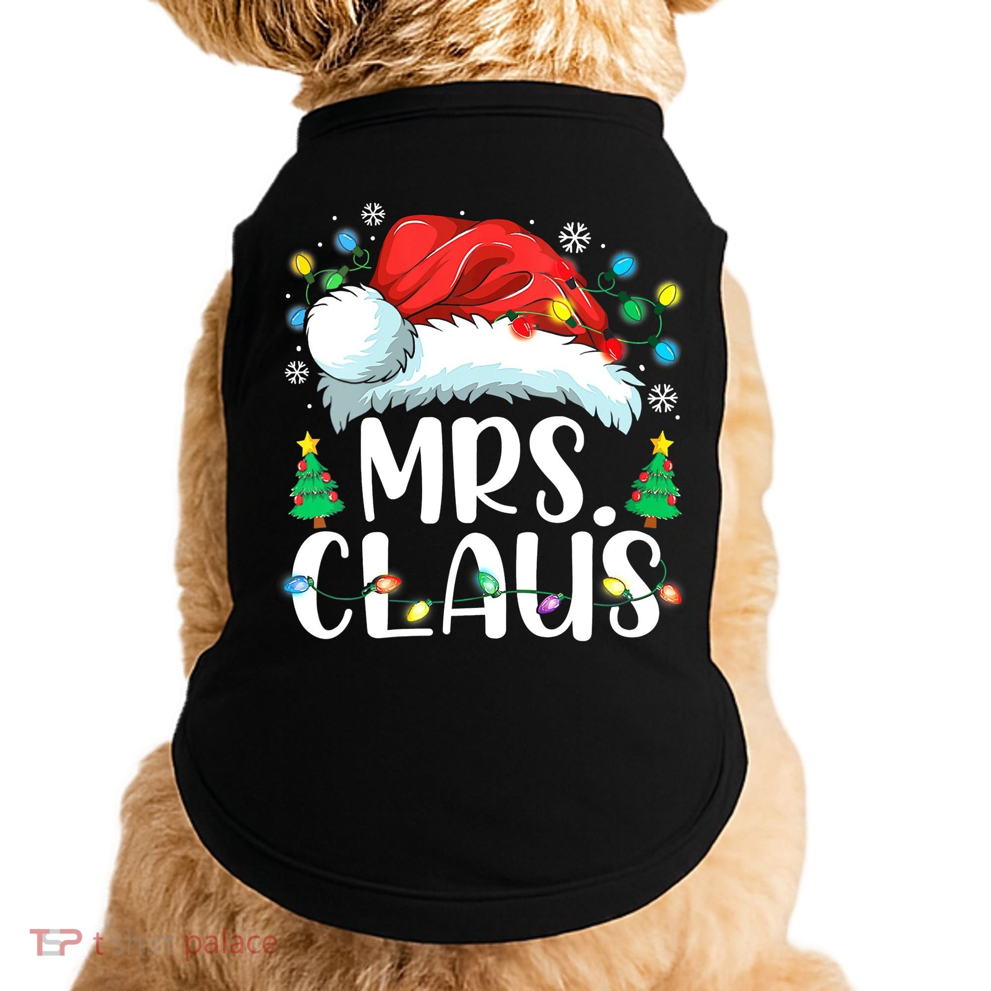 Mrs Claus Santa Lights Christmas Red Plaid Couples Pajama Doggie Tank