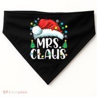 Mrs Claus Santa Lights Christmas Red Plaid Couples Pajama USA-Made Doggie Bandana thumb 0