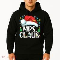 Mrs Claus Santa Lights Christmas Red Plaid Couples Pajama Hoodie thumb 2