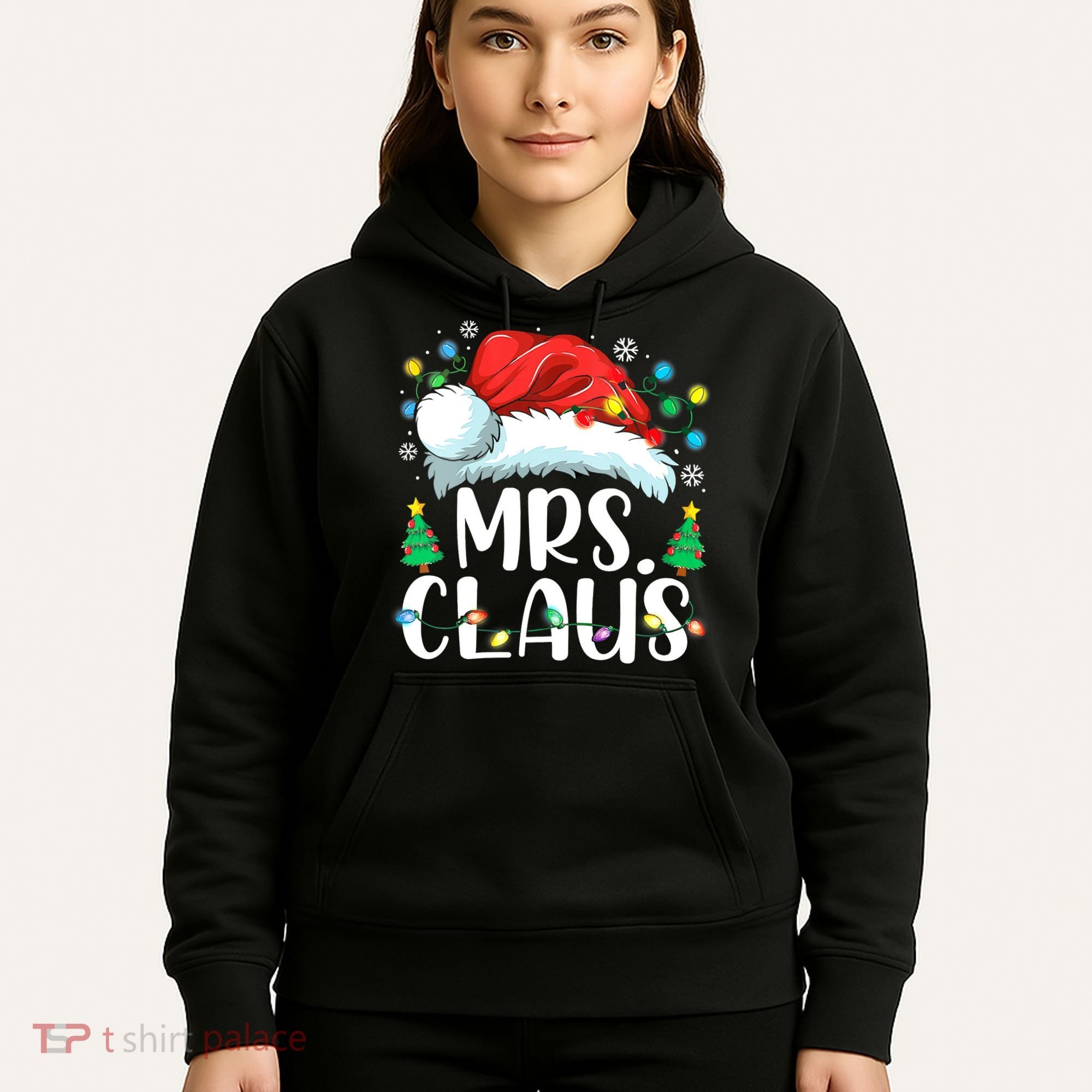 Mrs Claus Santa Lights Christmas Red Plaid Couples Pajama Hoodie
