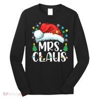 Mrs Claus Santa Lights Christmas Red Plaid Couples Pajama Long Sleeve Shirt thumb 0