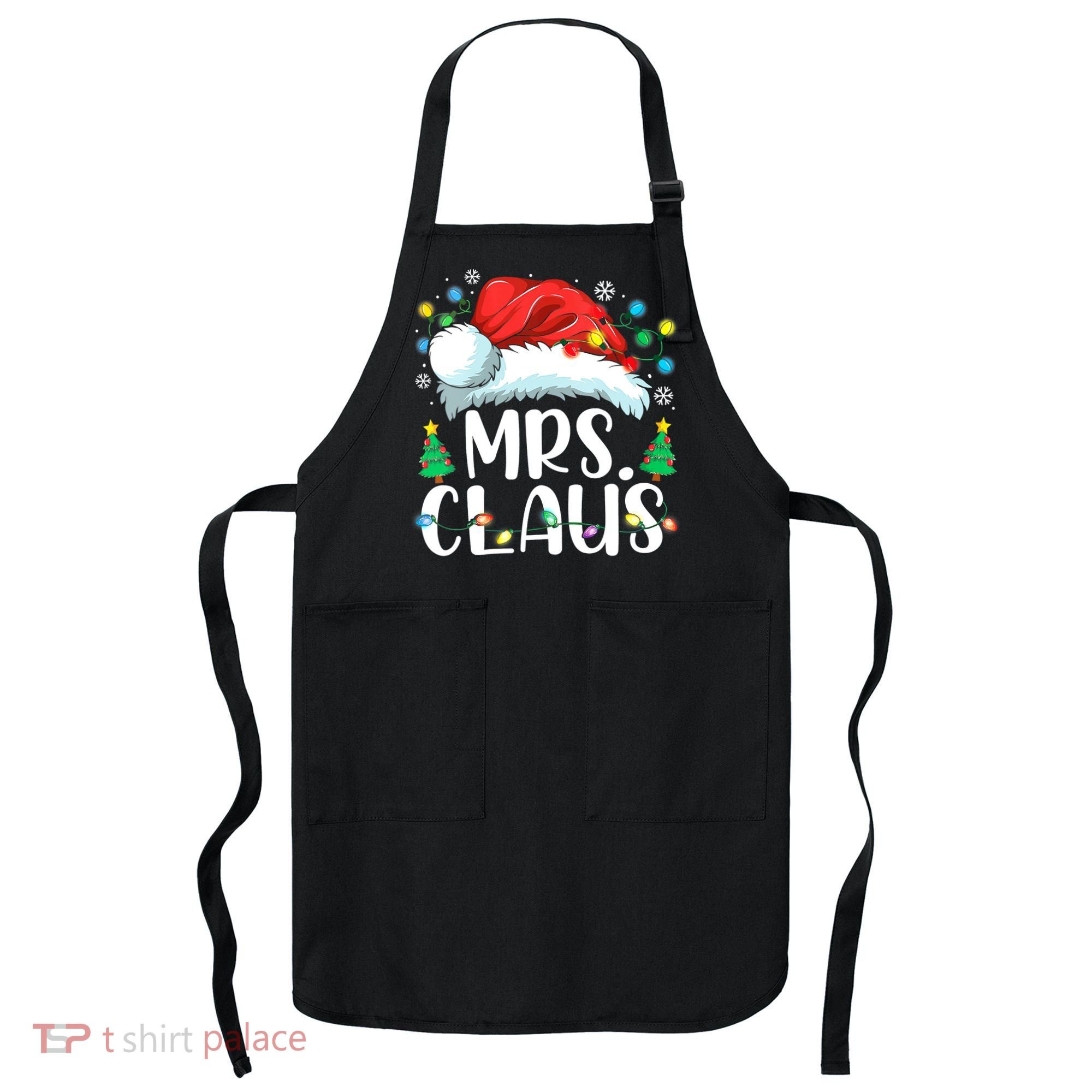 Mrs Claus Santa Lights Christmas Red Plaid Couples Pajama Apron