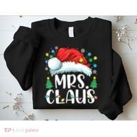 Mrs Claus Santa Lights Christmas Red Plaid Couples Pajama Sweatshirt thumb 2