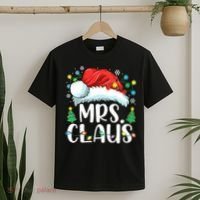 Mrs Claus Santa Lights Christmas Red Plaid Couples Pajama T-Shirt thumb 2