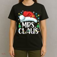 Mrs Claus Santa Lights Christmas Red Plaid Couples Pajama T-Shirt thumb 4