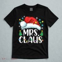 Mrs Claus Santa Lights Christmas Red Plaid Couples Pajama T-Shirt thumb 5
