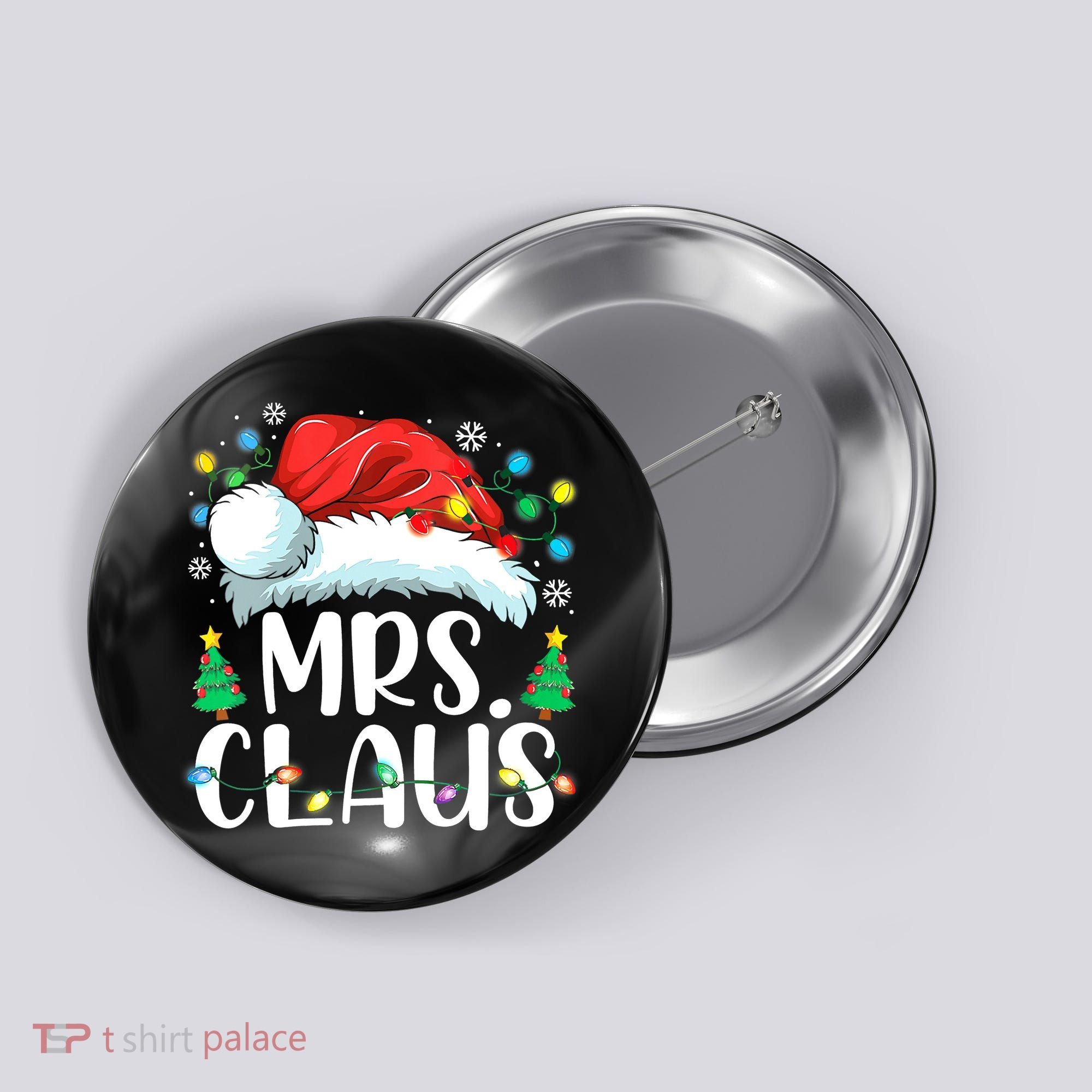 Mrs Claus Santa Lights Christmas Red Plaid Couples Pajama Button