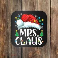 Mrs Claus Santa Lights Christmas Red Plaid Couples Pajama Coaster thumb 0