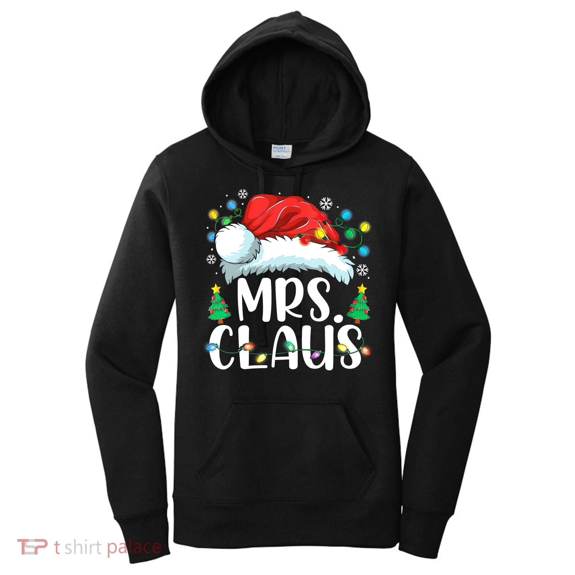 Mrs Claus Santa Lights Christmas Red Plaid Couples Pajama Women's Hoodie