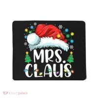 Mrs Claus Santa Lights Christmas Red Plaid Couples Pajama Mousepad thumb 0