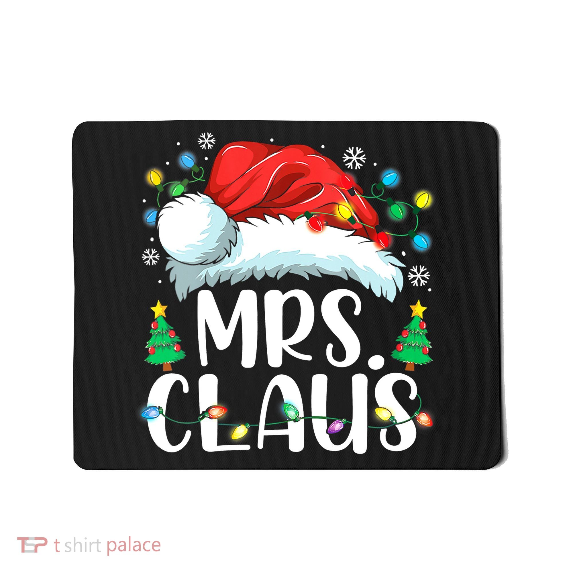 Mrs Claus Santa Lights Christmas Red Plaid Couples Pajama Mousepad