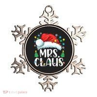 Mrs Claus Santa Lights Christmas Red Plaid Couples Pajama Ornament thumb 0