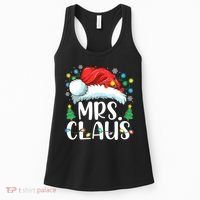 Mrs Claus Santa Lights Christmas Red Plaid Couples Pajama Women's Tank Top thumb 0