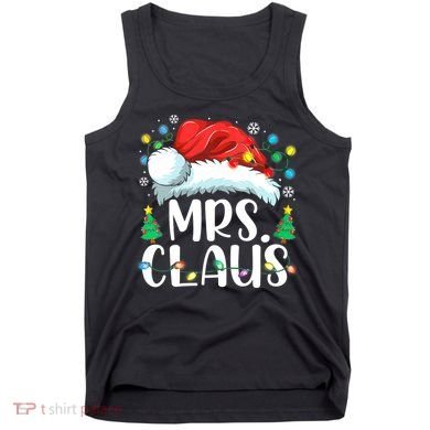 Mrs Claus Santa Lights Christmas Red Plaid Couples Pajama Tank Top