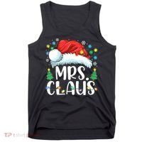 Mrs Claus Santa Lights Christmas Red Plaid Couples Pajama Tank Top thumb 0