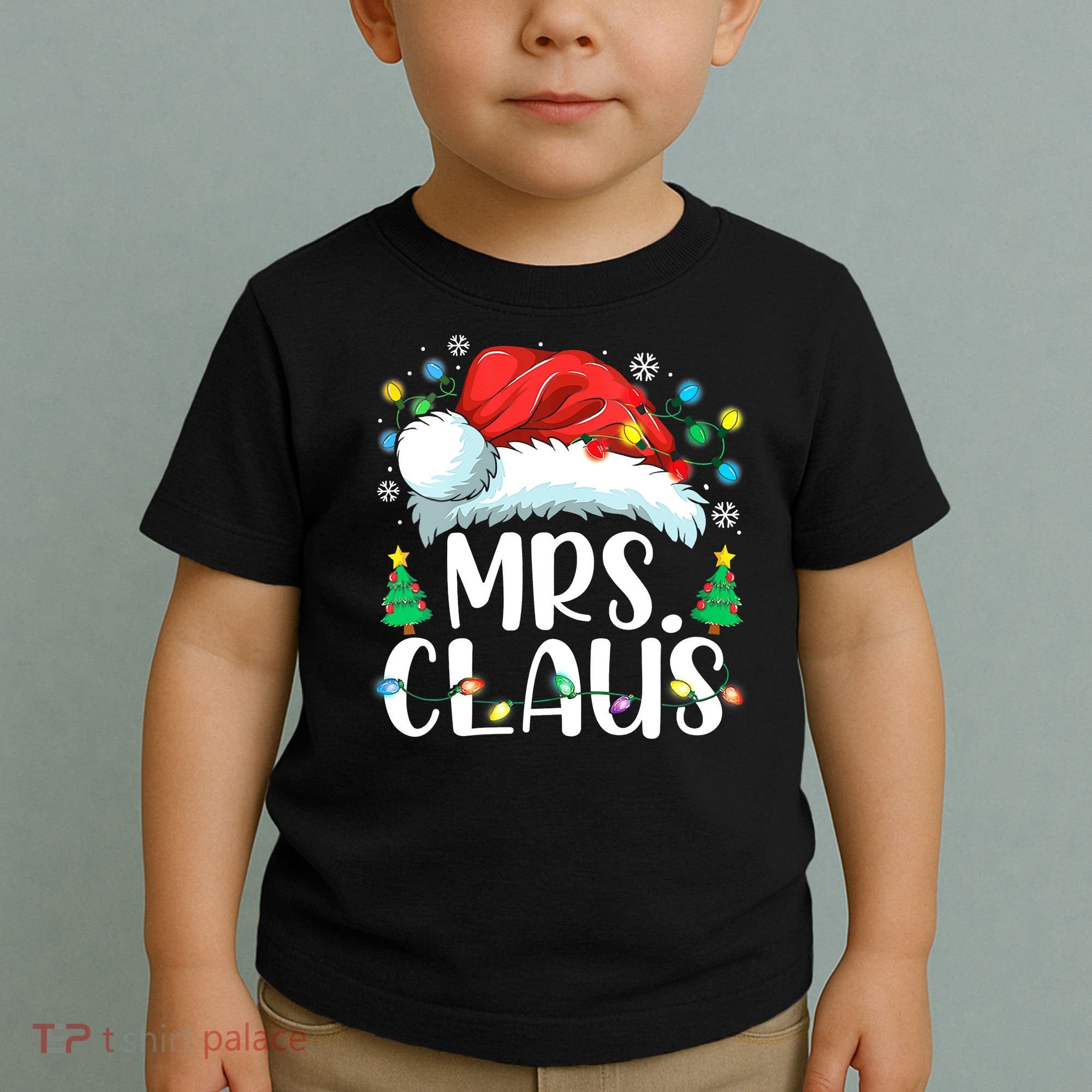 Mrs Claus Santa Lights Christmas Red Plaid Couples Pajama Toddler T-Shirt
