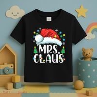 Mrs Claus Santa Lights Christmas Red Plaid Couples Pajama Toddler T-Shirt thumb 3