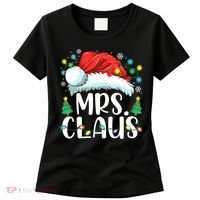 Mrs Claus Santa Lights Christmas Red Plaid Couples Pajama Women's T-Shirt thumb 0